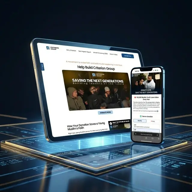 The Criterion Group website on a tablet and phone